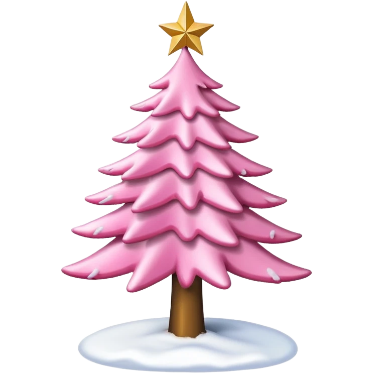 Pink Christmas tree with snow on the branches and a gold star on top no baubles  emoji