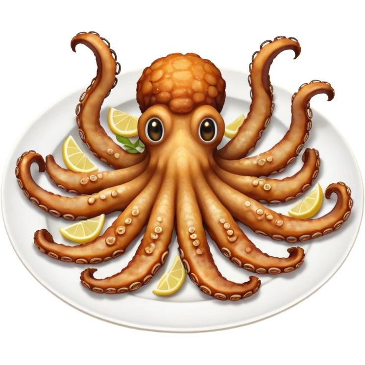fried octopuses legs on the plate emoji