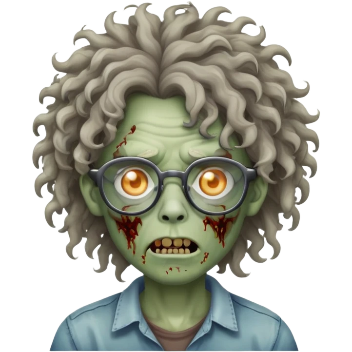 zombie with curly hair and glasses emoji