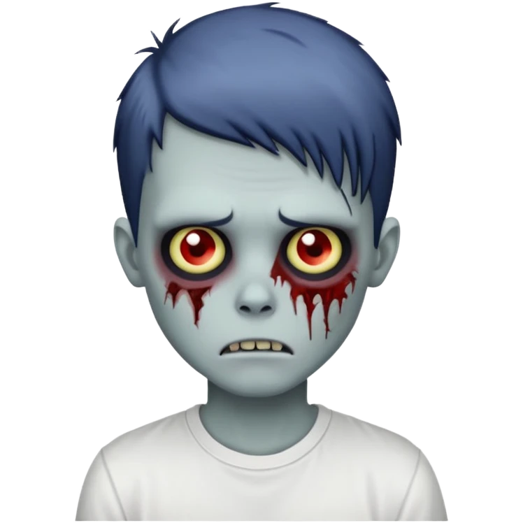 zombie boy with emo hair and white shirt emoji