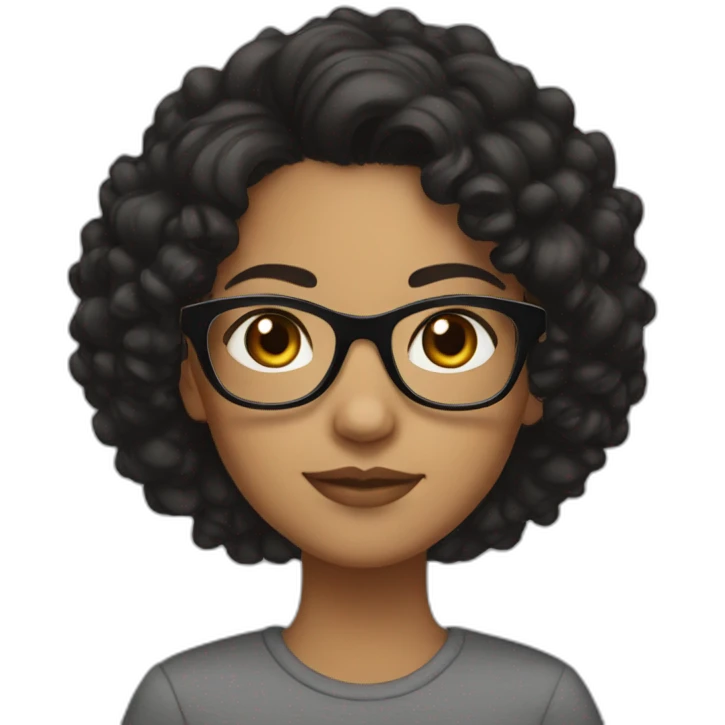Mixed girl with short black curly hair and glasses. emoji