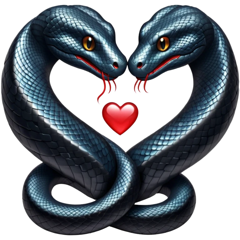 Two glittery black snakes making a heart emoji