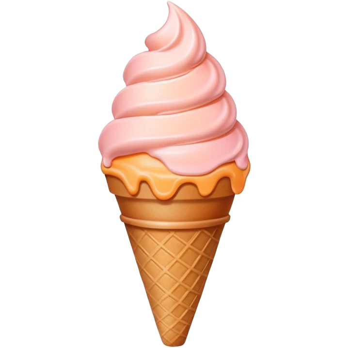 Peach ice cream in a cone, peachy pink color emoji