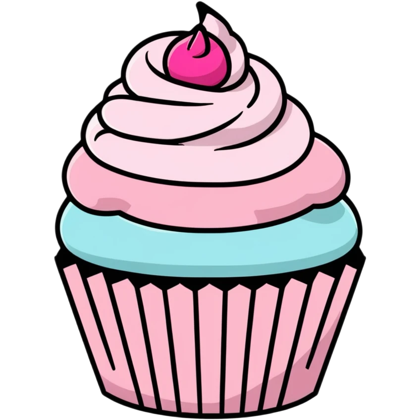 A cupcake with pink icing emoji