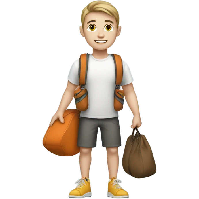 white skin young guy with sport bag emoji