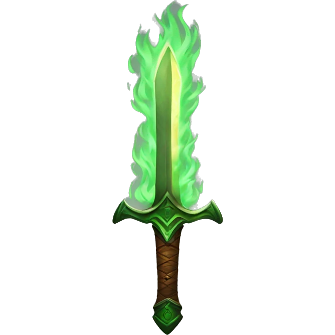 green flaming sword emoji