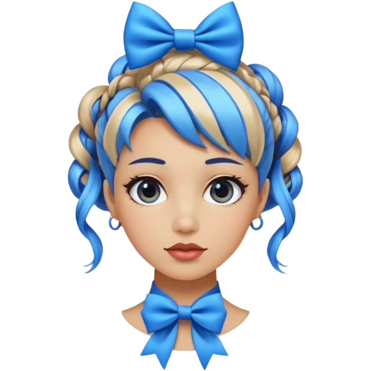 women with neckBow, funky hair style. emoji