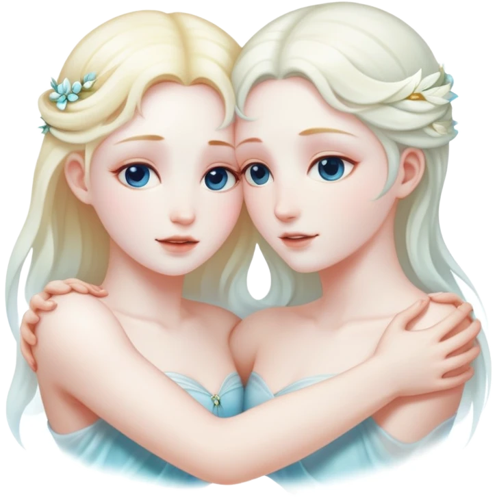 two ethereal souls embracing each other emoji