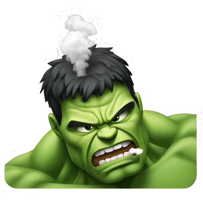 Hulk blowing smoke from his head emoji