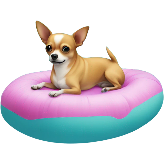 chihuahua on pool float emoji