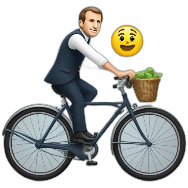 Macron sur un vélo emoji
