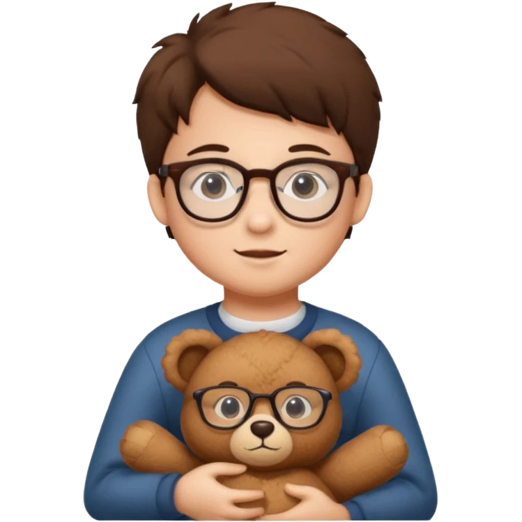 kid wearing glass with teddy bear  emoji