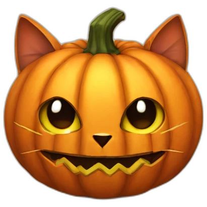 Pumpkin cat with bat emoji
