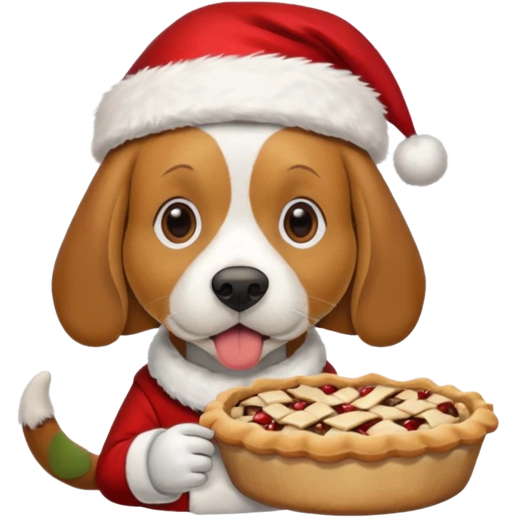 beagle in the santa hat eating a pie emoji