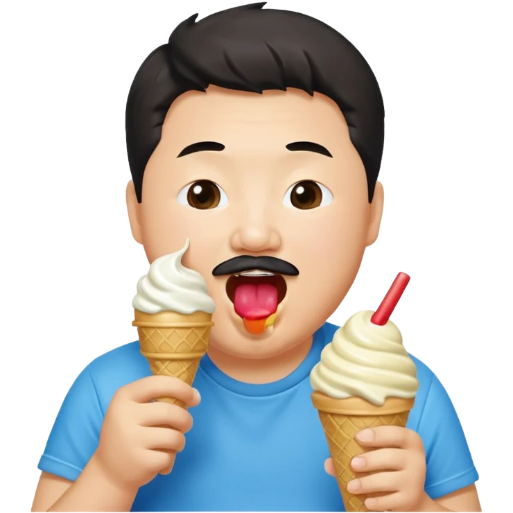 bobby Lee the comedian eating ice cream joyfully emoji