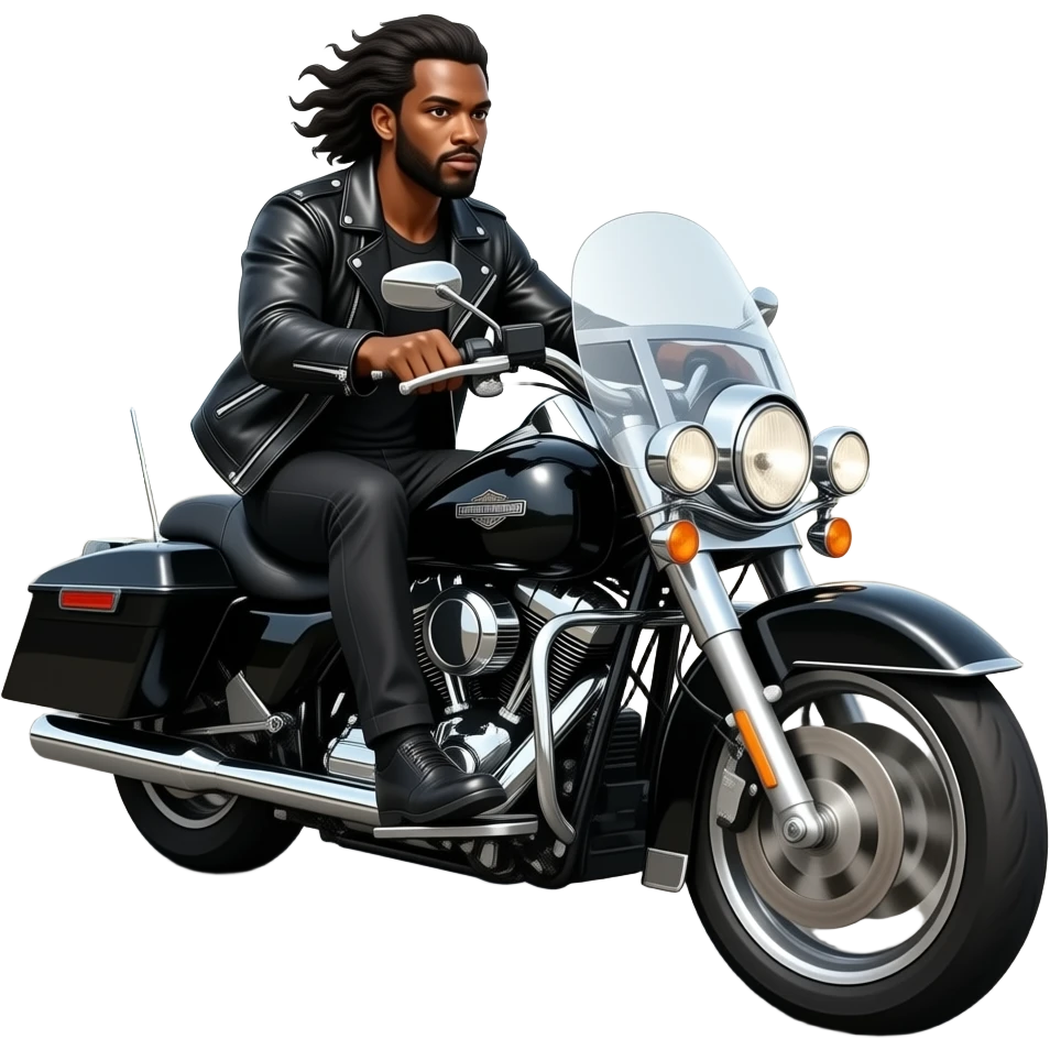 Black guy on Harley-Davidson Street glide emoji