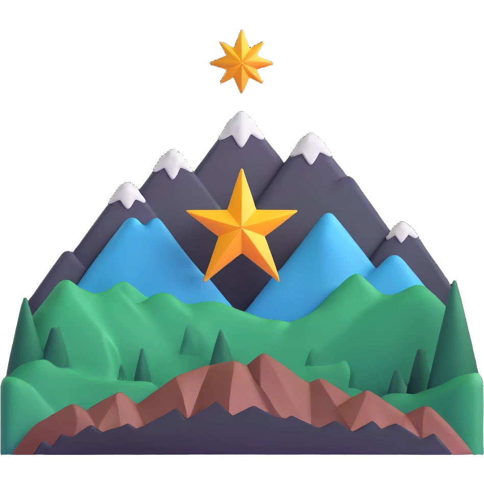 eight-pointed star with wide points and mountain silhouette in middle emoji