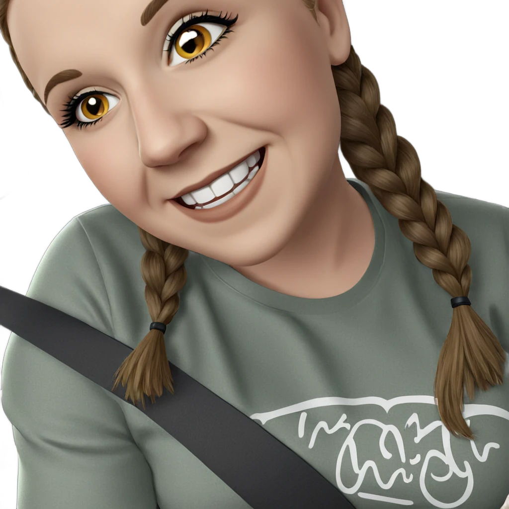 smiling girl in car interior emoji