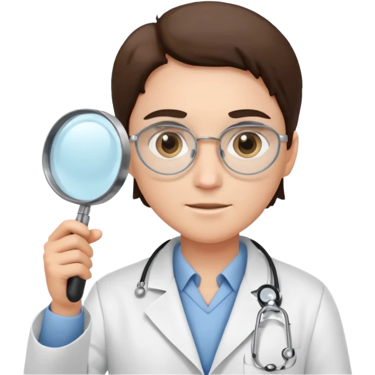 medica de jaleco com uma lupa emoji