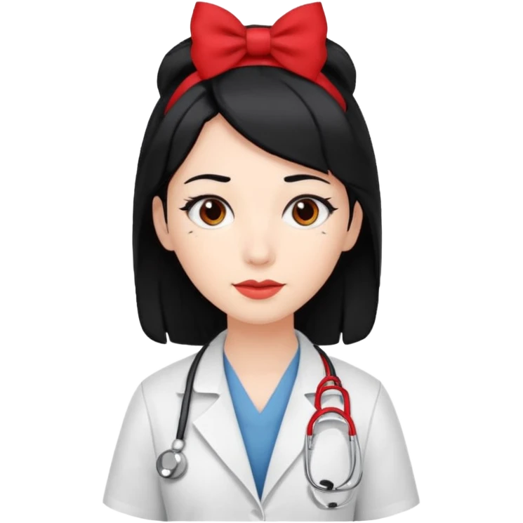 doctor with black hair and red hairclips  emoji