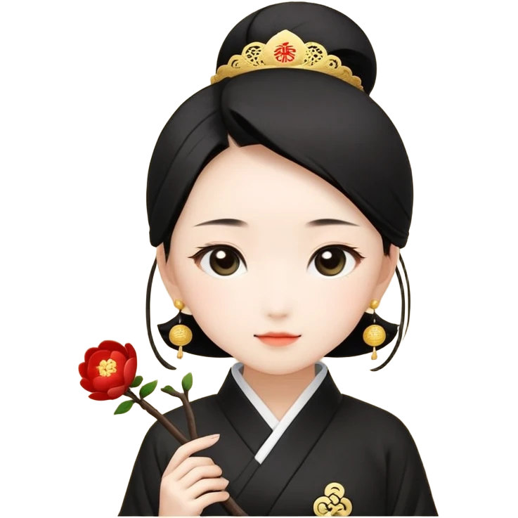 一个黑色长发的美女抱着一只可爱的小松鼠 emoji