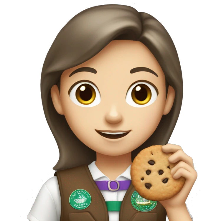 white girl scout selling cookie emoji