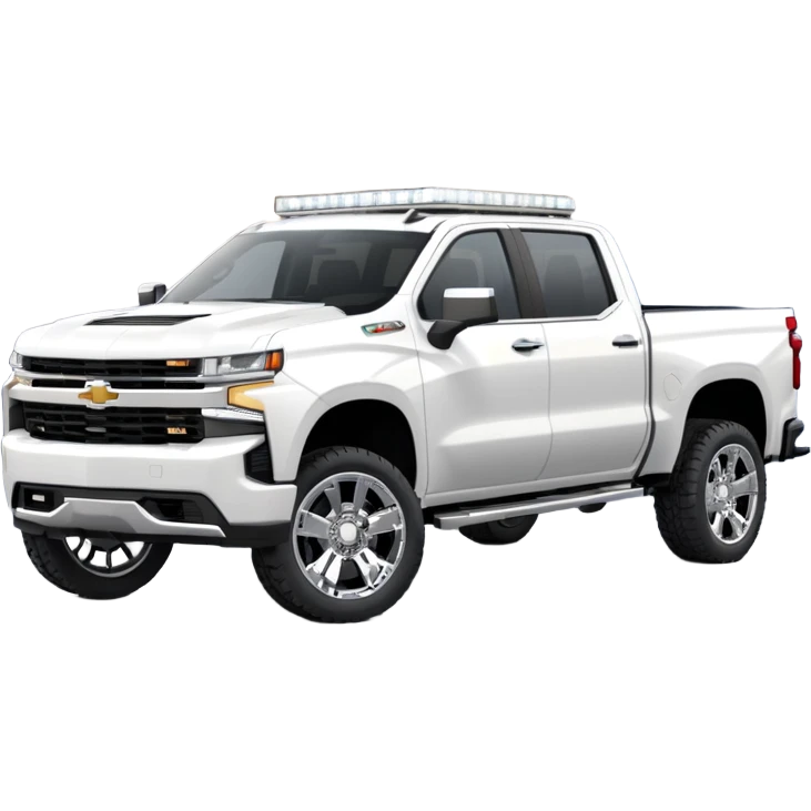 2021 White Chevrolet Silverado crew cab on chrome rims with lights emoji