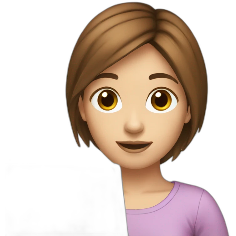girl-brown-hair-with-computer emoji