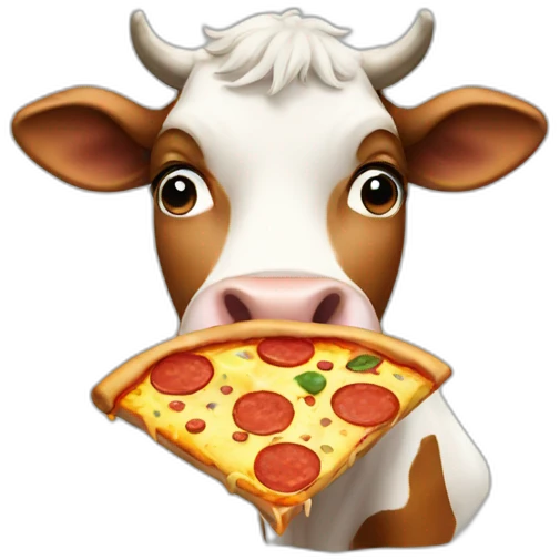 cow eating pizza emoji