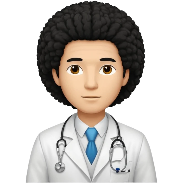 A young male slim doctor with long black afro hair which covered his forehead emoji