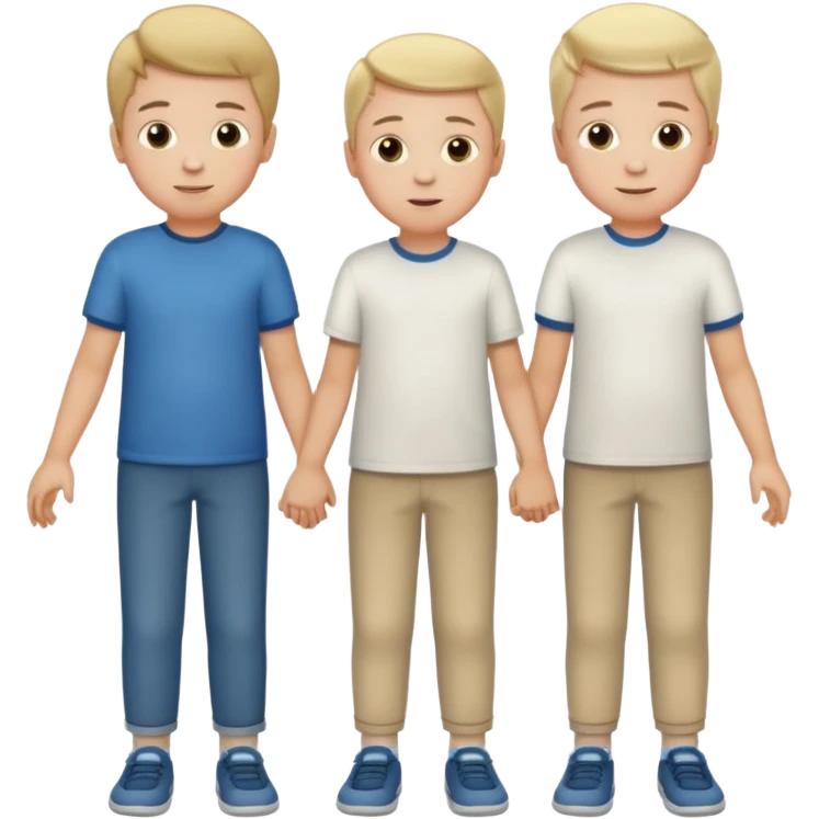 white family two boys, two boys, all same age, no parents, holding hands  emoji