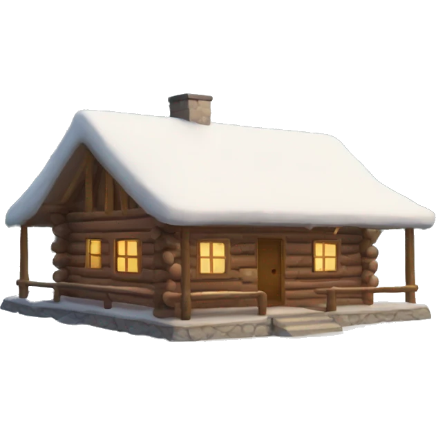 Log cabin with snow emoji
