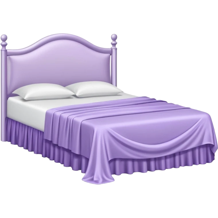 Light purple silk bed on a white bed frame emoji