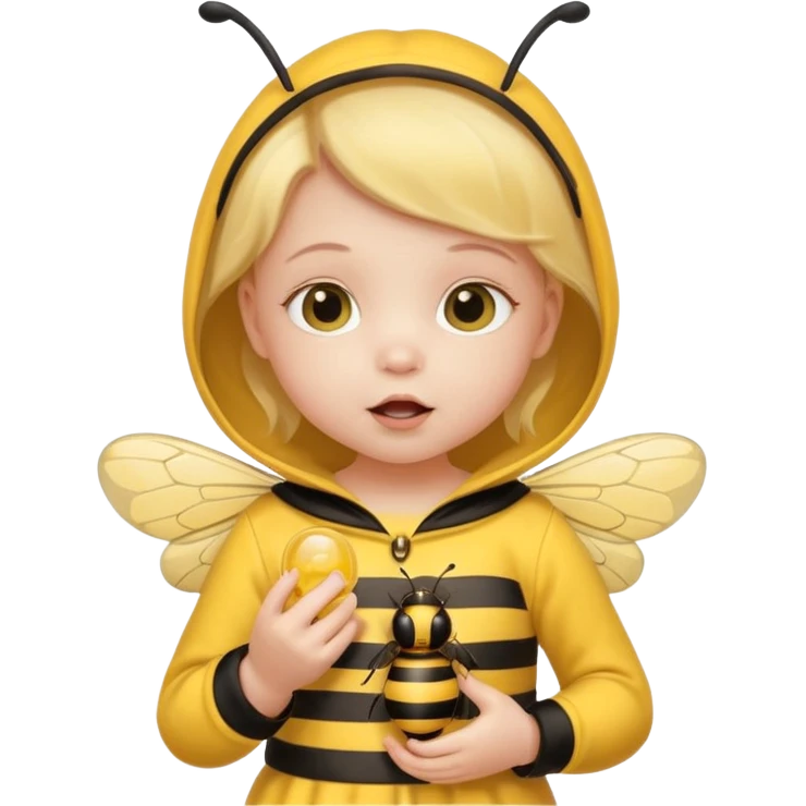 baby girl with pacifier dressed as a bee emoji