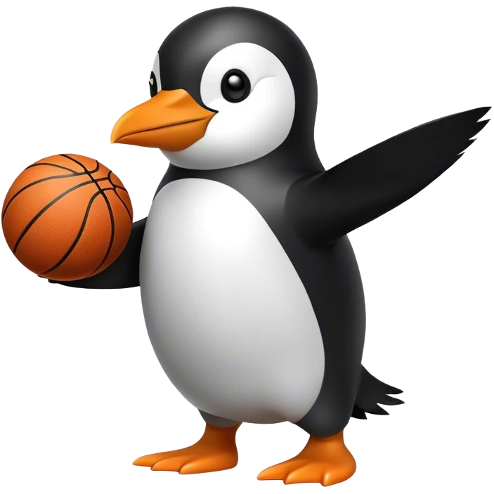 Penguin playing basketball emoji