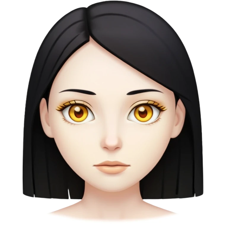 woman with black straight hair, very pale skin, yellow amber eyes emoji