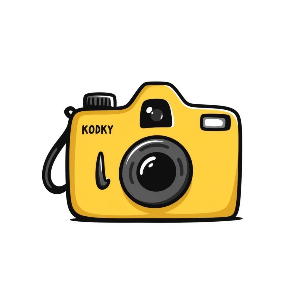 Hand-drawn vintage Kodak camera with yellow casing emoji