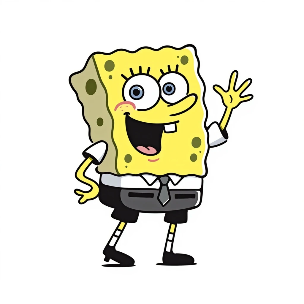 Spongebob Squarepants, hand drawn doodle style, playful lines, energetic pose emoji