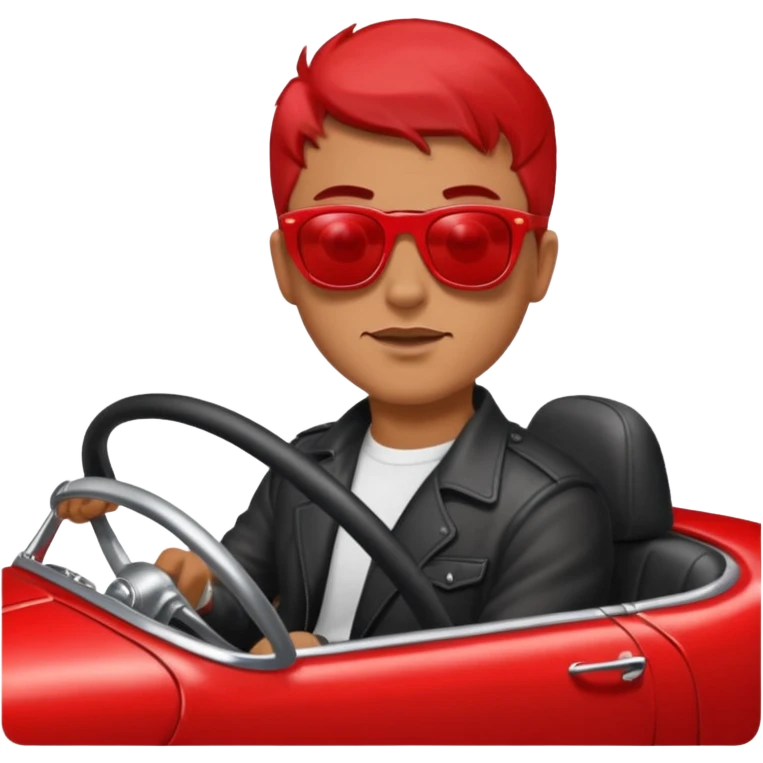 Man driving hot rod emoji