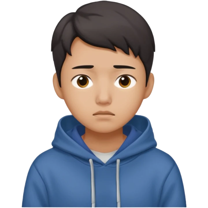 South Korean college student with a worried face (melange hoodie) emoji