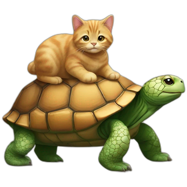 Un chat sur une tortue sur un ours emoji