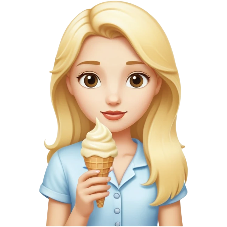 A blonde girl holding a vanilla  emoji