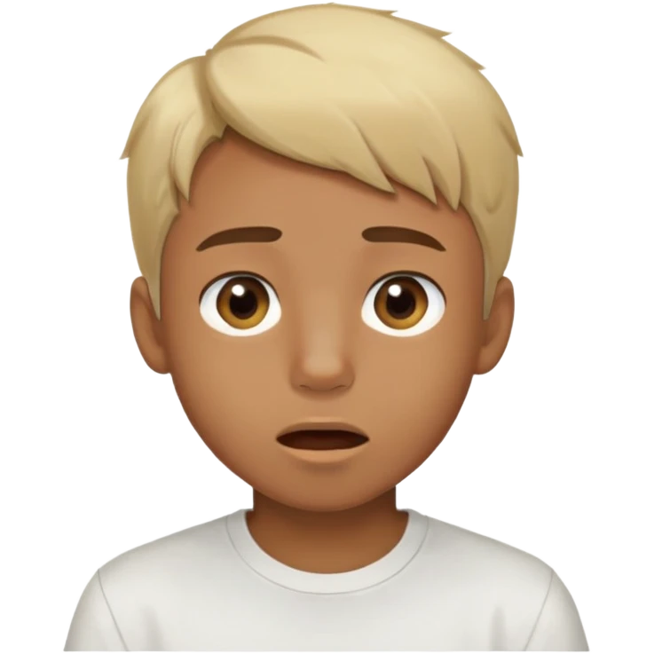1boy, male_focus, solo, transparent_background, brown_eyes, shirt, looking_at_viewer, white_shirt, blonde_hair, portrait, open_mouth, brown_hair emoji