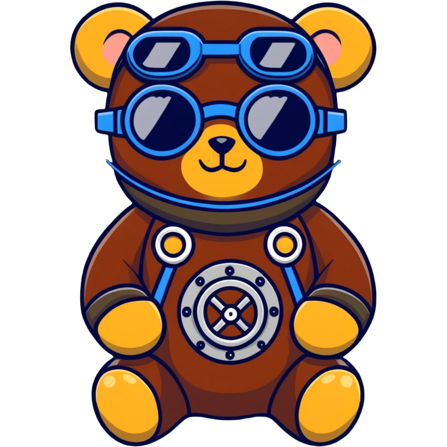 Steampunk teddy bear with goggles emoji
