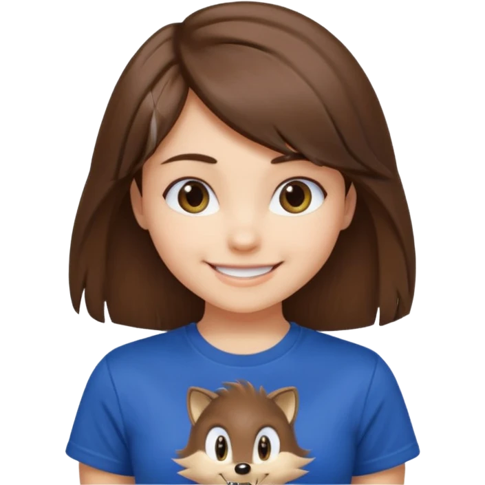 make a cute girl with medium hair and side bangs and sonic clothes  emoji