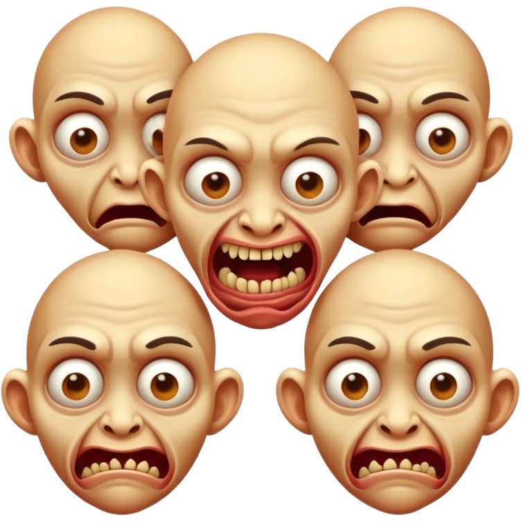 Mutant human with five heads emoji