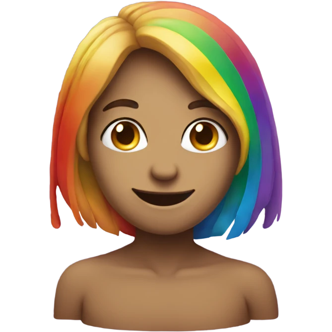 Rainbow with a smirk on face emoji