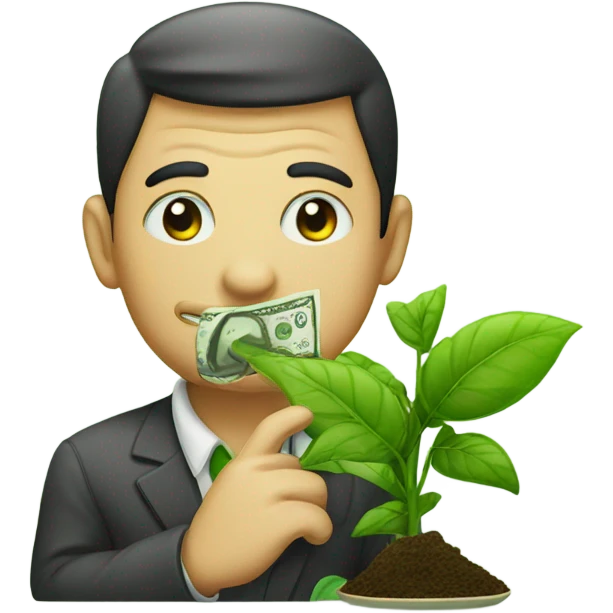 Cheeky money eating a green plant emoji