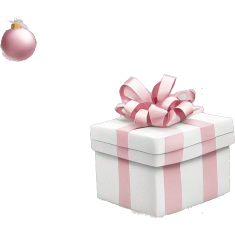Light pink Christmas gifts under a white Christmas tree  emoji