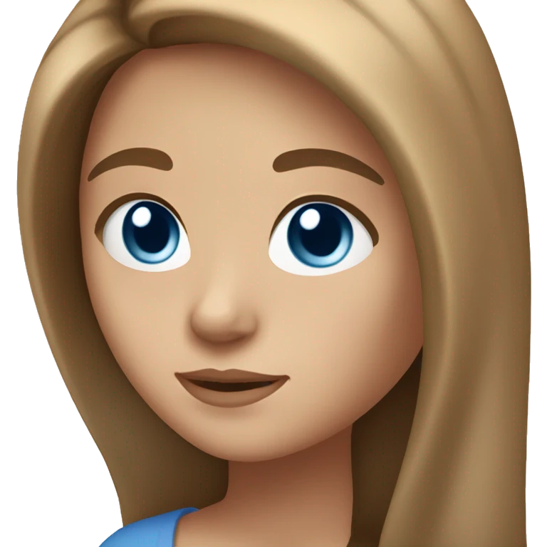 Girl with light darker hairbrown brown long hair, blue eyes, and peachy skin  emoji